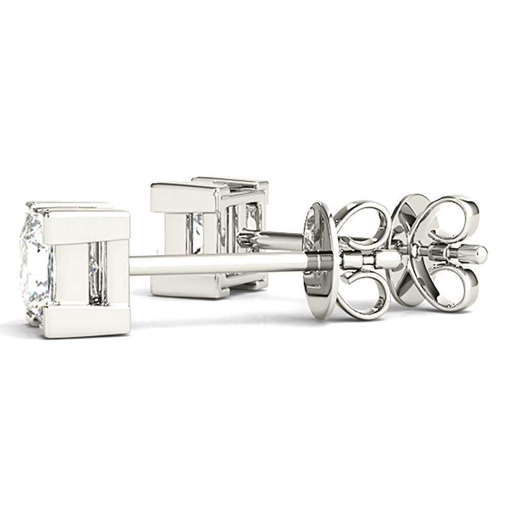 V Prong Princess Cut Diamond Stud Earrings-VIRABYANI